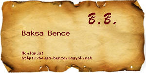 Baksa Bence névjegykártya
